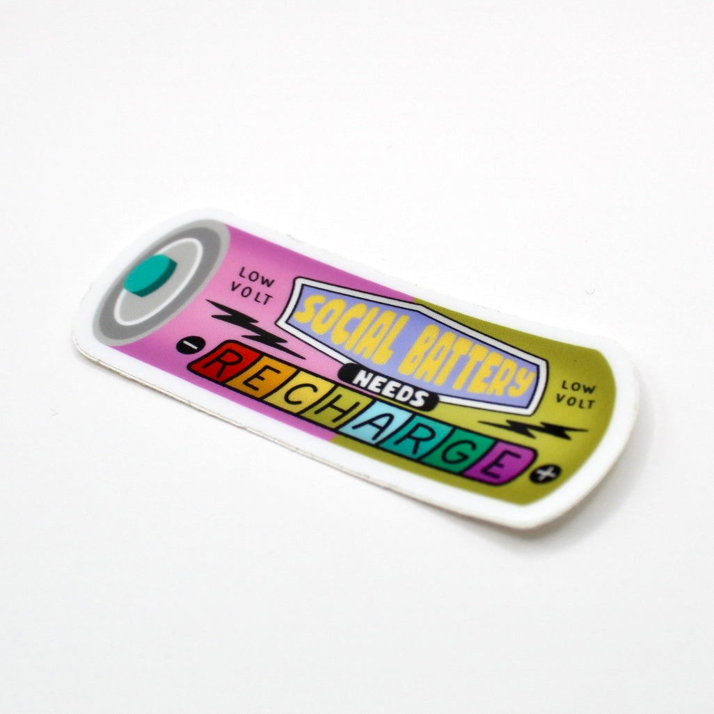 Social Battery Needs Recharge Vinyl Sticker