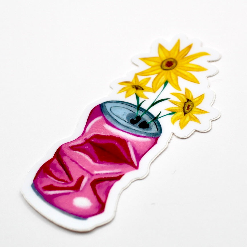 Flowers in a Can Vinyl Sticker