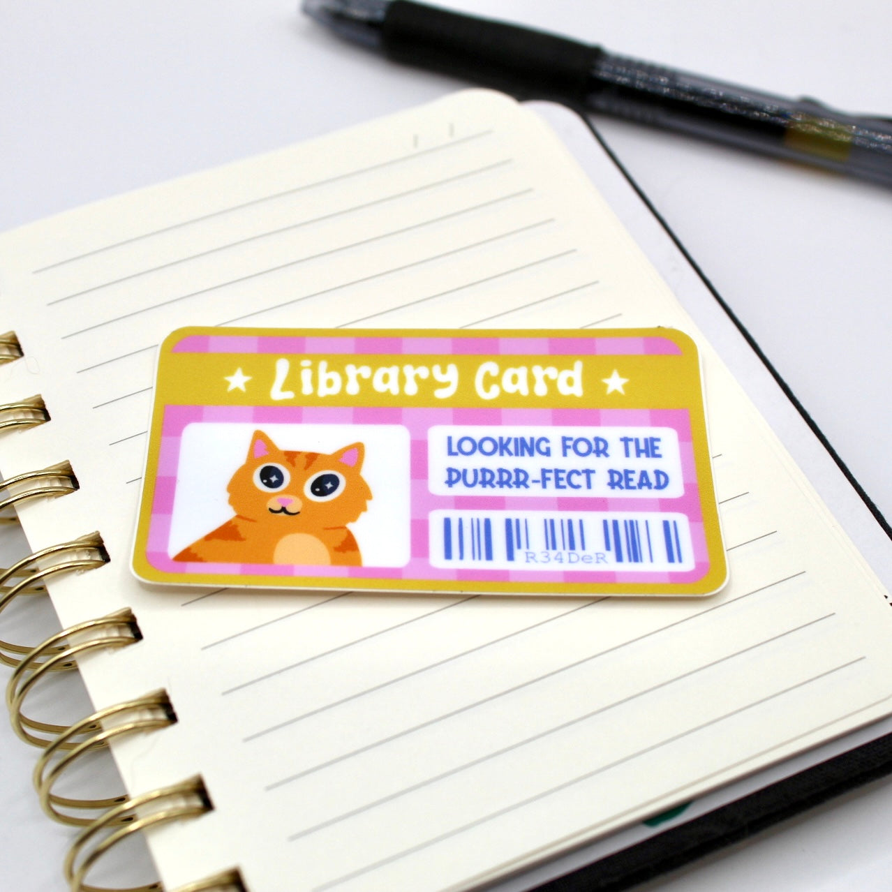 Cat Library Card Sticker