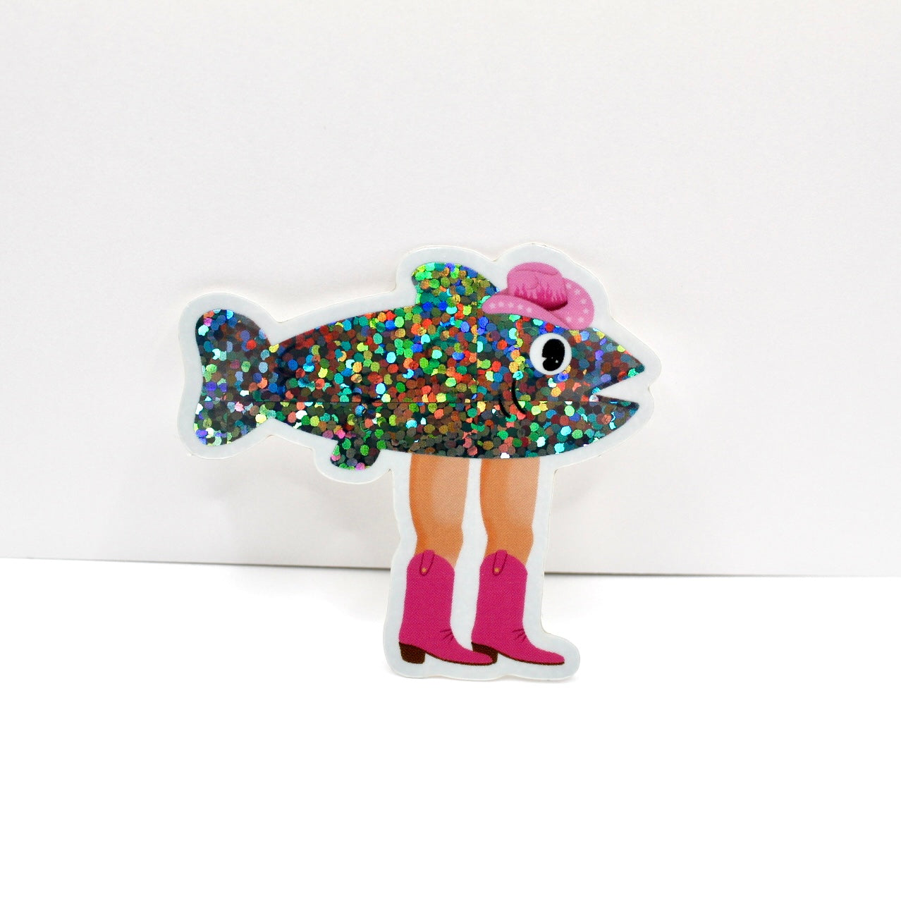 Cowboy Glitter Fish Vinyl Sticker