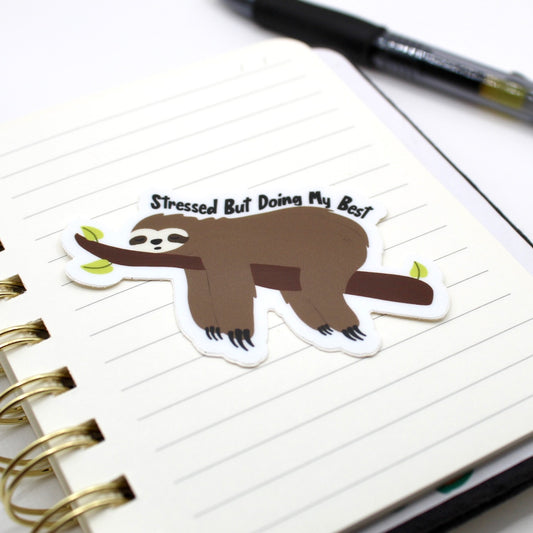 Stressed Sloth Vinyl Sticker