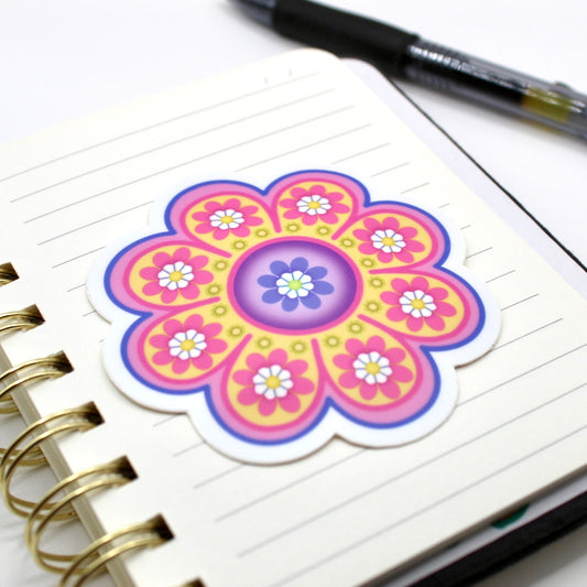 Pink Flower Mandala Vinyl Sticker