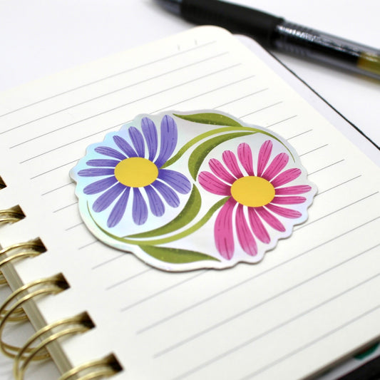 Yin Yang Flowers Vinyl Sticker