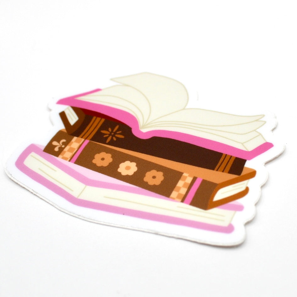 Girly Stack of Books Vinyl Sticker