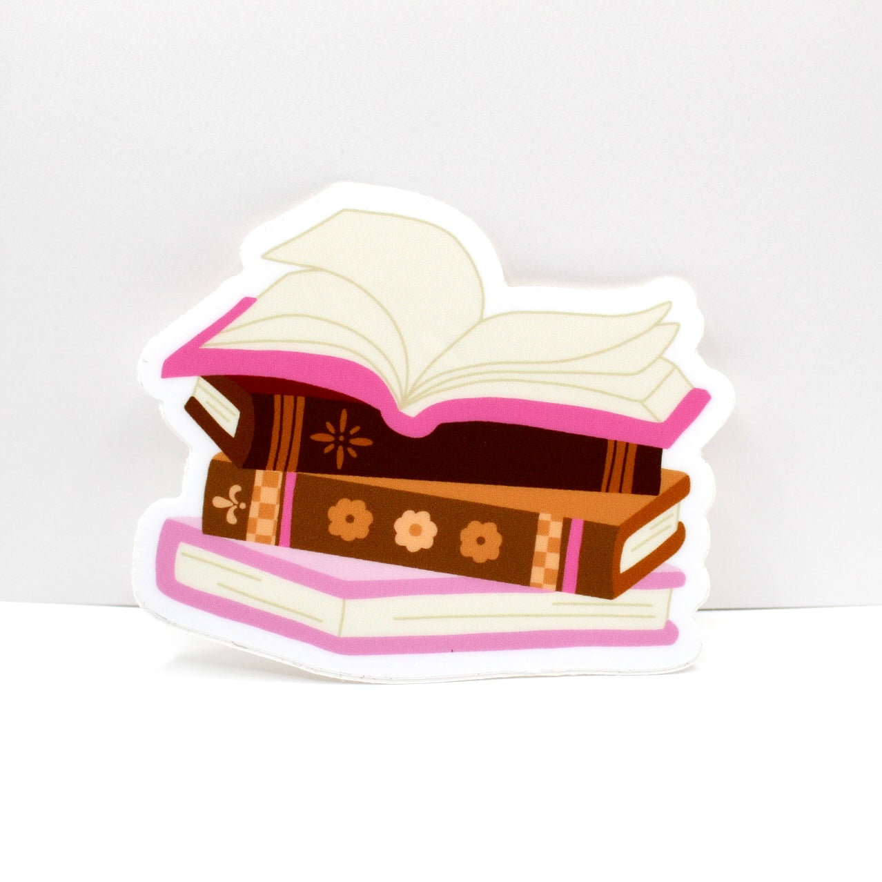 Girly Stack of Books Vinyl Sticker