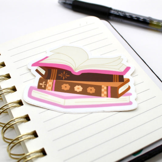 Girly Stack of Books Vinyl Sticker