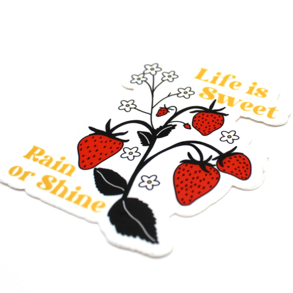 Life is Sweet Rain or Shine Strawberry Vinyl Sticker