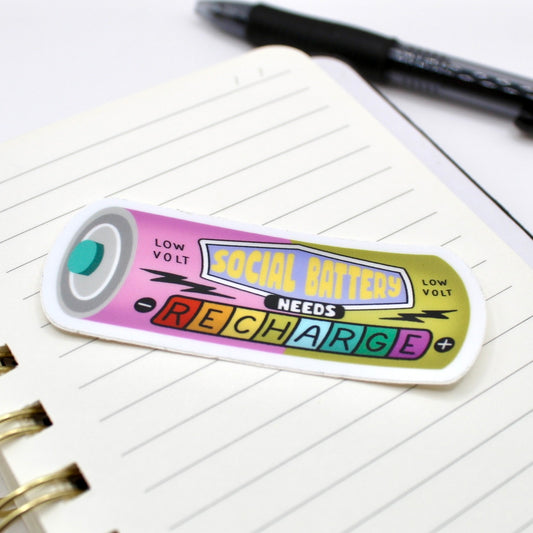 Social Battery Needs Recharge Vinyl Sticker