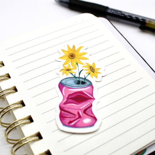 Flowers in a Can Vinyl Sticker