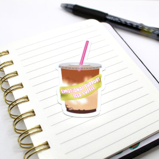 Emotional Support Iced Coffee Vinyl Sticker