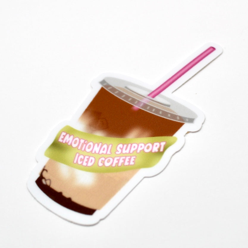 Emotional Support Iced Coffee Vinyl Sticker