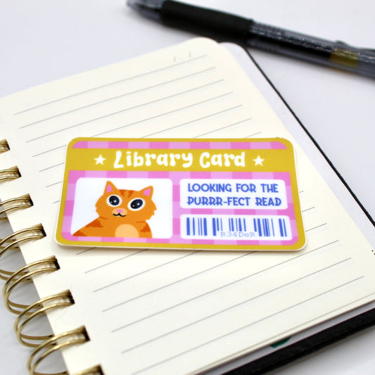 Cat Library Card Sticker