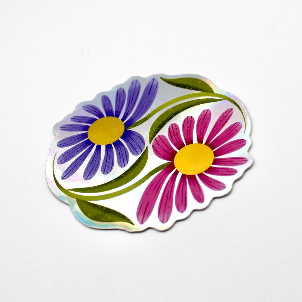 Yin Yang Flowers Vinyl Sticker